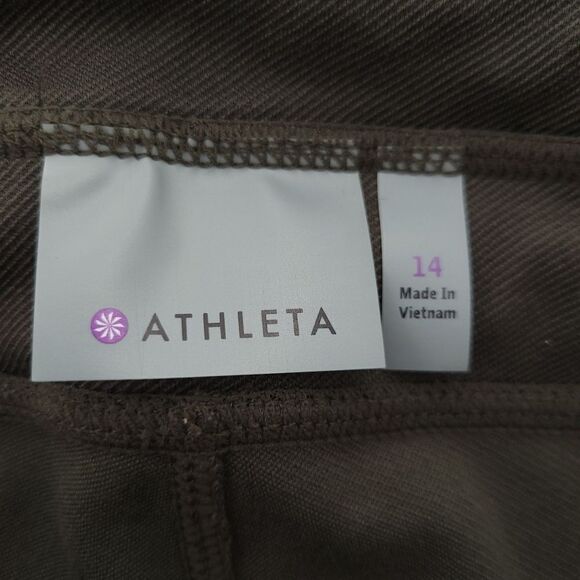 Athleta Womens Size 14 Solid Army Olive Green Trailsetter Ponte Moto Pants - Picture 12 of 14